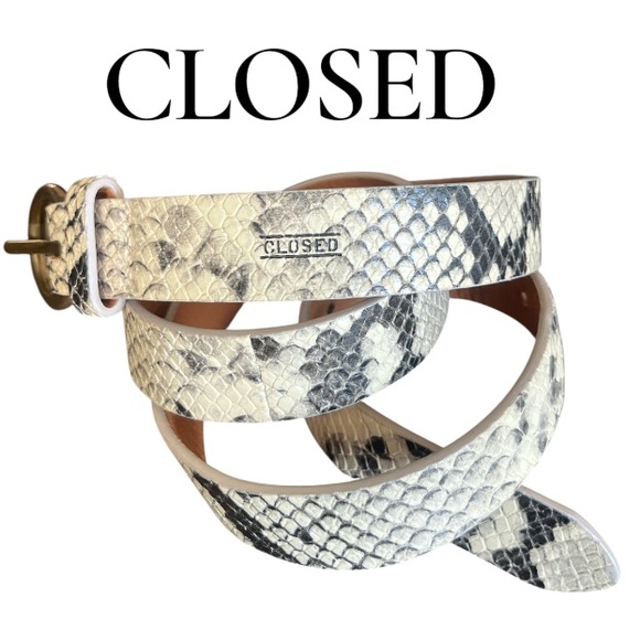 CLOSED -Italy Leather Snake Belt - Picture 1 of 17